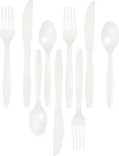 Kunststof Bestek Set 72-delig Wit Herbruikbaar