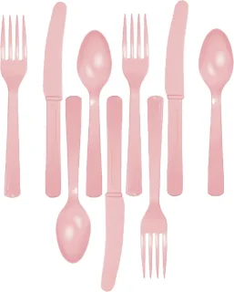 Kunststof bestek set light pink 72-delig