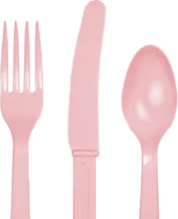 Kunststof bestek set light pink 72-delig