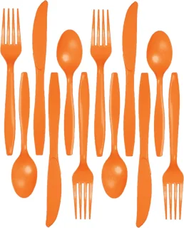 Kunststof Bestek Set Oranje 96-delig