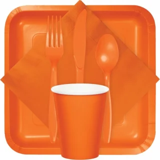 Kunststof Bestek Set Oranje 96-delig