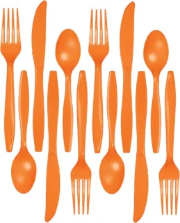 Kunststof Bestek Set Oranje 96-delig