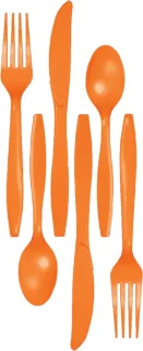 Kunststof Bestekset 48-delig Oranje Herbruikbaar