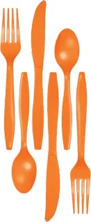Kunststof Bestekset 48-delig Oranje Herbruikbaar