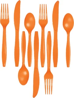 Kunststof Bestekset Oranje 72-delig Herbruikbaar