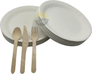 KURTT Bestekset Hout 300-delig + Kartonnen Borden 100-delig