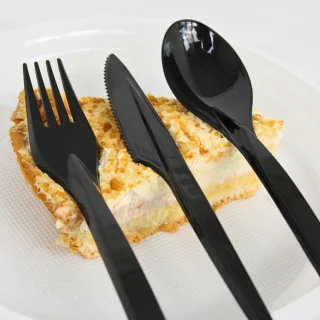 KURTT Herbruikbare bestekset 300-delig zwart 19 cm