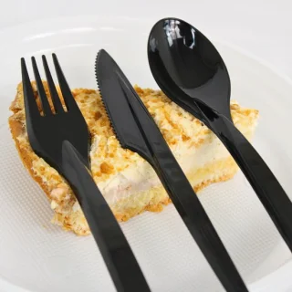 KURTT Herbruikbare bestekset 300-delig zwart 19 cm