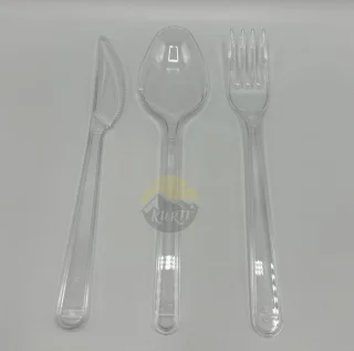 KURTT Herbruikbare bestekset 300 stuks transparant 19 cm