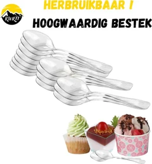 KURTT Herbruikbare Lepel Transparant 18 cm Hard Plastic