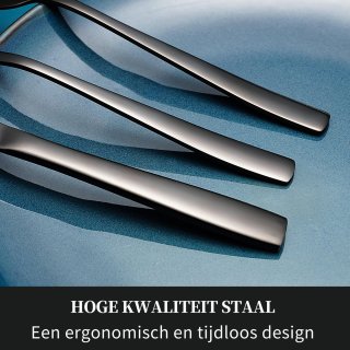 LaCardia 36-delig Bestekset 6 Personen Zwart/RVS
