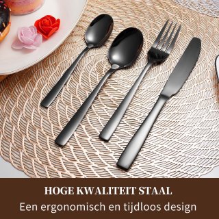 LaCardia 72-delig Bestekset Zwart/RVS 12 Persoons