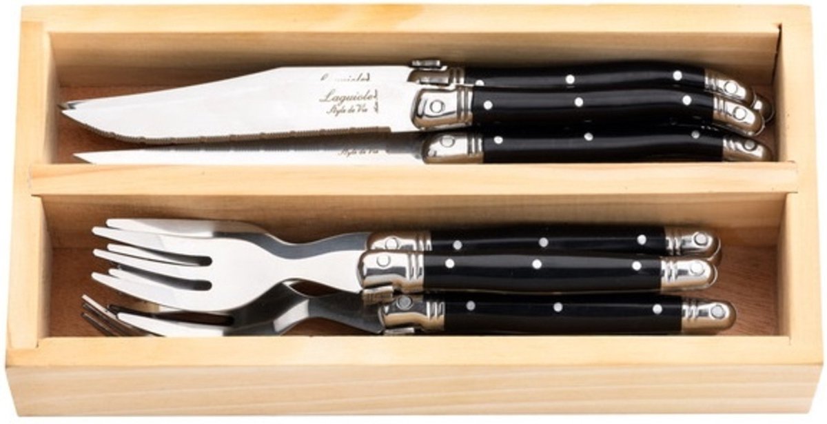 Laguiole Style de Vie Premium Line bestekset mini 12-delig zwart