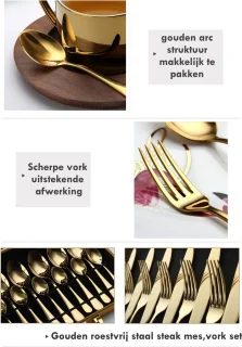 Levabe 48-delig goud bestek set 12-persoons