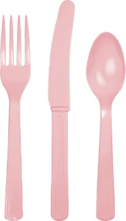 Lichtroze kunststof bestek set 48-delig