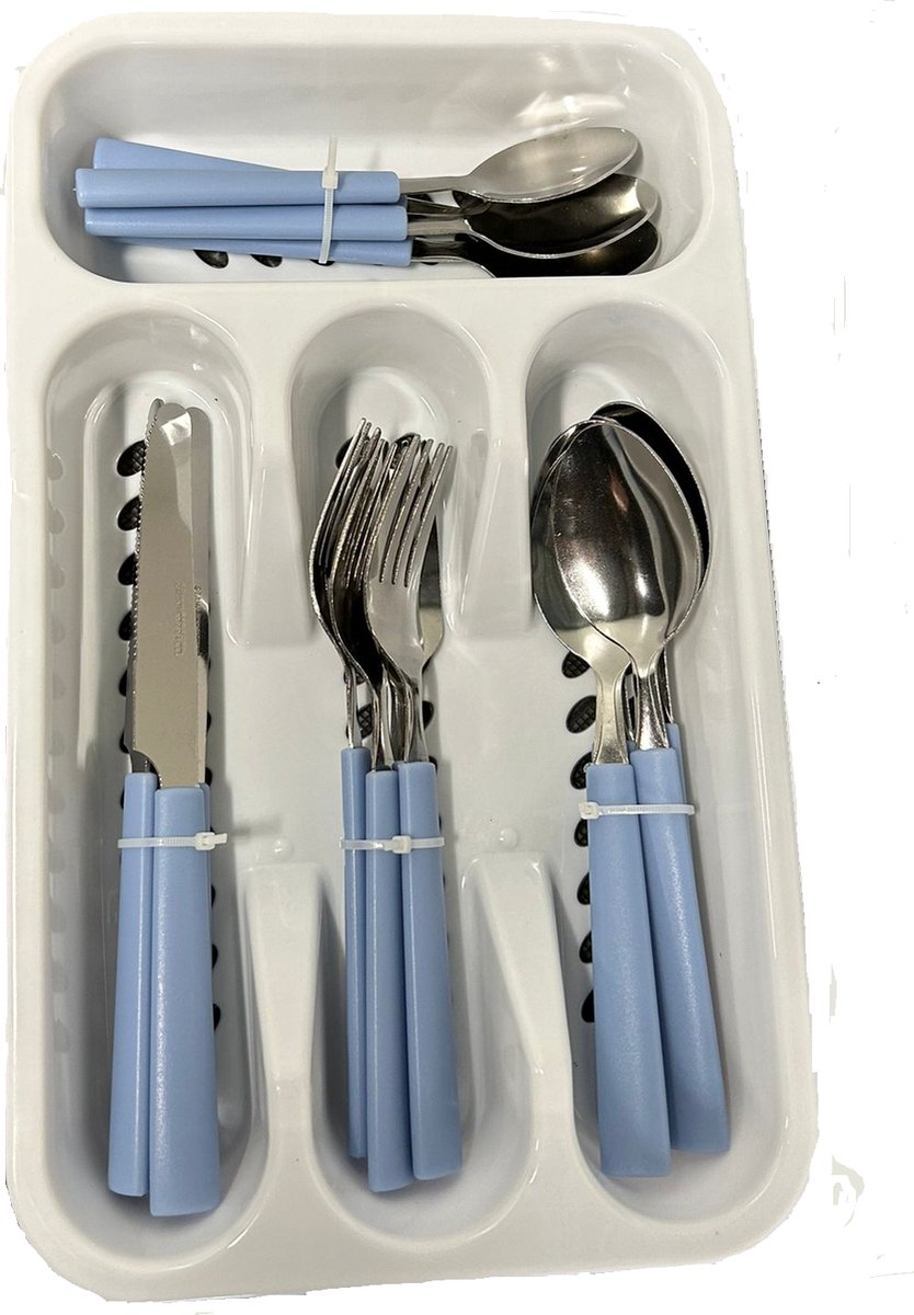 Lila Professionele Bestekset RVS 16-delig Blauw Met Lade