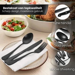 Livista 48-delige bestekset zwart roestvrij staal