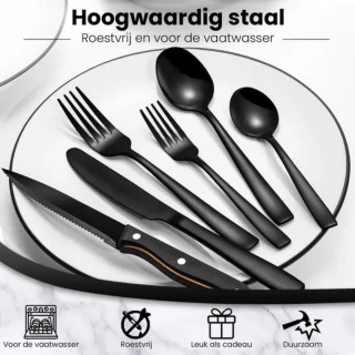 Livista 48-delige bestekset zwart roestvrij staal
