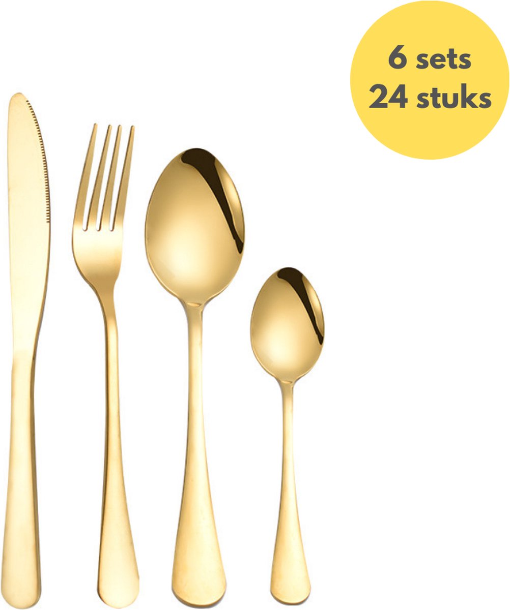 De Livista® Luxe Goudkleurige Bestekset 24-delig voor 6 personen in één oogopslag