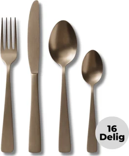 Lomera Bestekset 16-delig - Mat Goud