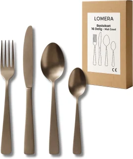 Lomera Bestekset 16-delig - Mat Goud