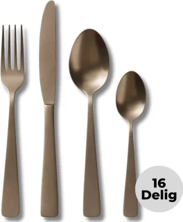 Lomera Bestekset 16-delig - Mat Goud