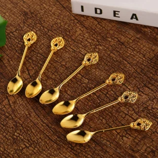 longziming Zwaanvormige Lepelhouder Set - Bestekhouder Vintage Goud