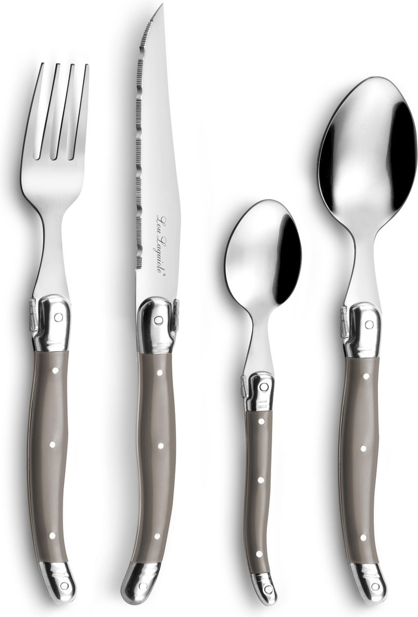 De Lou Laguiole bestekset 24-delig taupe 6-persoons in één oogopslag