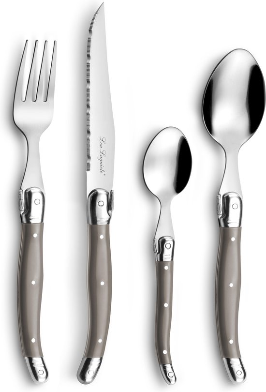 Elegantie met een rustieke twist: Lou Laguiole 24-delig taupe
