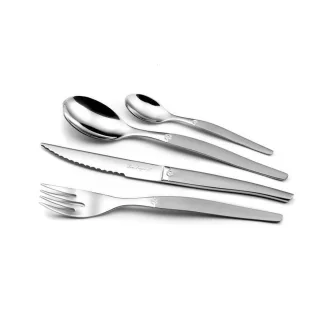Lou Laguiole JET 24-delig bestekset mat zilver voor 6 personen