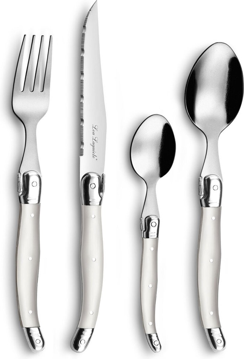 De Lou Laguiole Rustic 24-delige bestekset tweekleurig metaal in één oogopslag