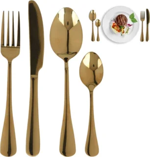 Luxe Gouden Bestekset 16-delig RVS Mirror Polish voor 4 Personen