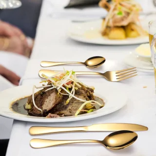 Luxe Roestvrijstalen Bestekset 84-delig voor 12 Personen Goud