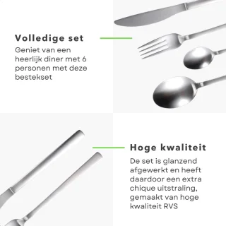 Luxe RVS Bestekset 24-delig voor 6 Personen
