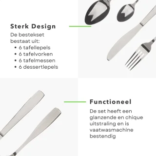 Luxe RVS Bestekset 24-delig Zilver voor 6 Personen