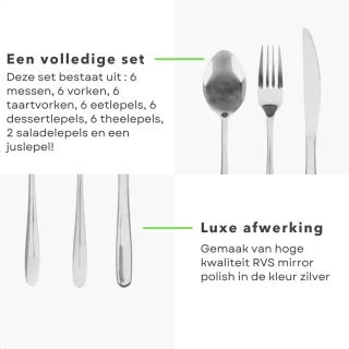 Luxe RVS Bestekset 39-delig voor 6 Personen