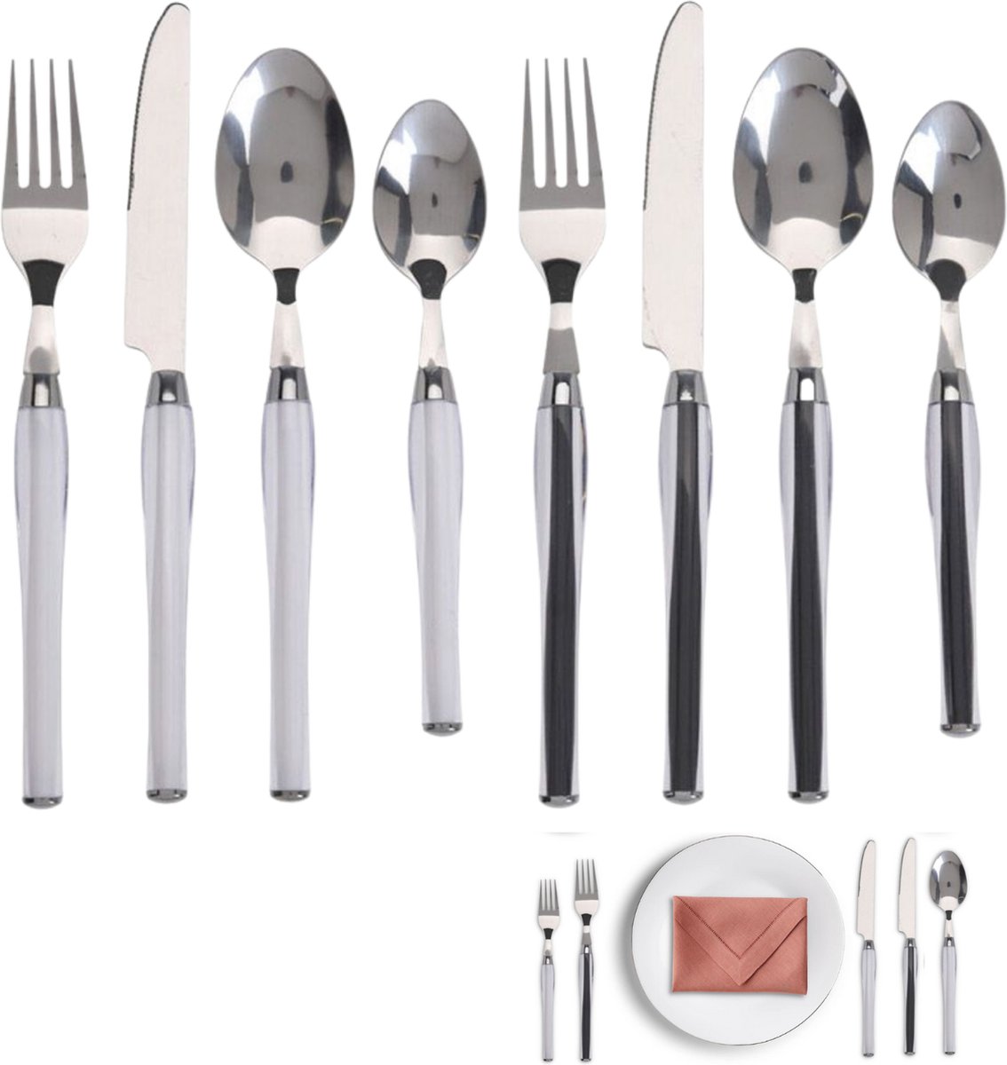 De Luxe RVS Bestekset Zilver 24-delig 6 Personen in één oogopslag