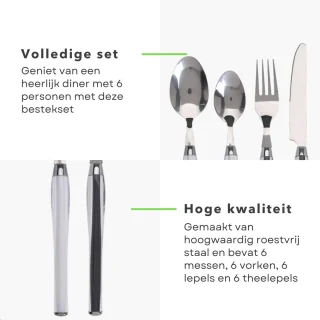 Luxe RVS Bestekset Zilver 24-delig 6 Personen