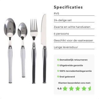 Luxe RVS Bestekset Zilver 24-delig 6 Personen