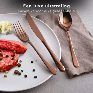 Luxe Titanium Koperkleurig Bestekset 16-delig voor 4 Personen