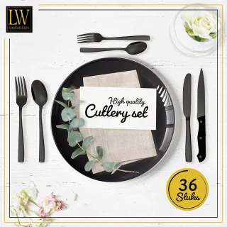 LW Collection bestekset 36-delig 6 persoons zwart