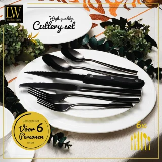 LW Collection bestekset 36-delig 6 persoons zwart