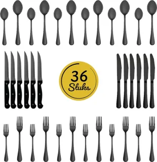 LW Collection bestekset 36-delig 6 persoons zwart