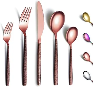 Maanoppervlak Roségoud Titanium Koperen Bestekset 30-delig