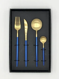 Maison Extravagante MACAU Bestekset 4-delig RVS Goud/Blauw