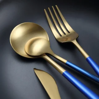 Maison Extravagante MACAU Bestekset 4-delig RVS Goud/Blauw