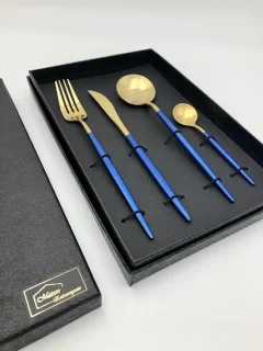 Maison Extravagante MACAU Bestekset 4-delig RVS Goud/Blauw
