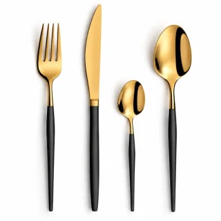 Majestix bestekset zwart & goud 24-delig