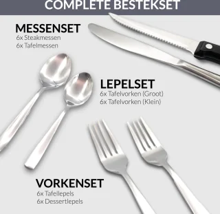 Master Knives 36-delig Bestekset 6 Persoons RVS Zilver