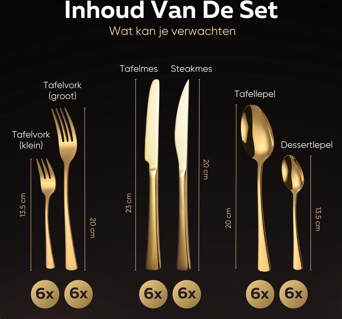 Wat vinden we goed aan de Master Knives Bestekset 36-delig Goud edelstaal 6-persoons